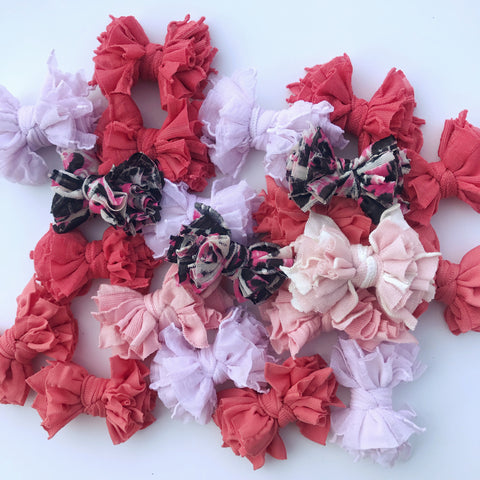 PINKS in Mini Scrappies (single 2” clip-in bows) *Our TINIEST size!*