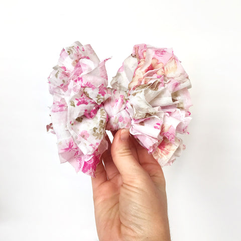 Pink Floral Big Scrappie (5” clip-in)