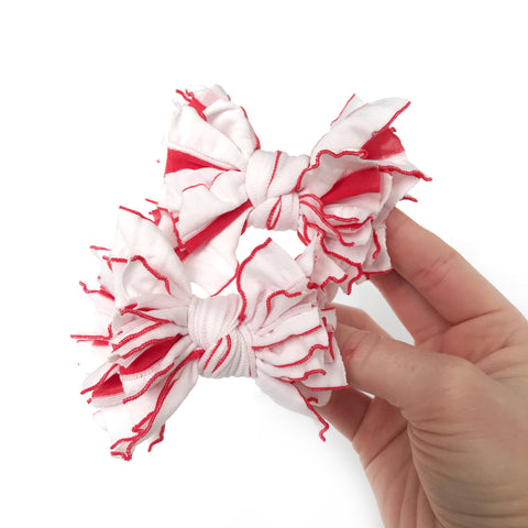 Candy Cane Scrappies (set of two, 3” clip in bows)