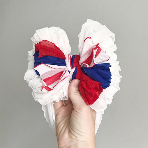 Red, White, and Blue Ruffle Bow Headband