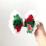 Christmas Multicolored Big Scrappie (large 5” bow on alligator clip)