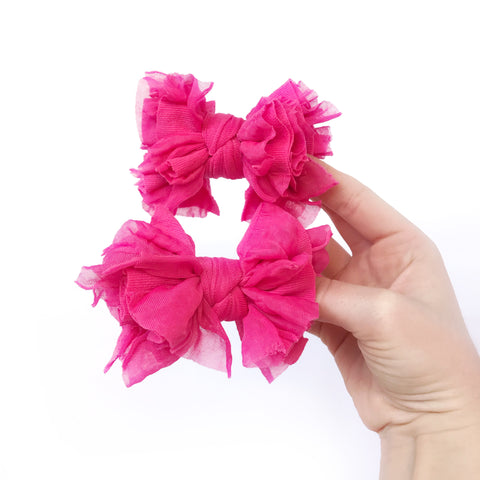 Hot Pink Scrappies (set of two, 3” clip in bows)