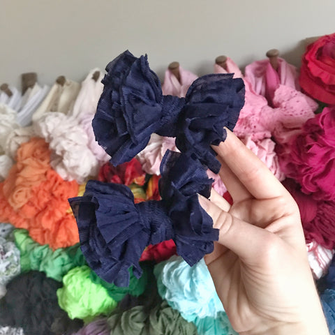 Navy Scrappies (set of two, 3” clip in bows)